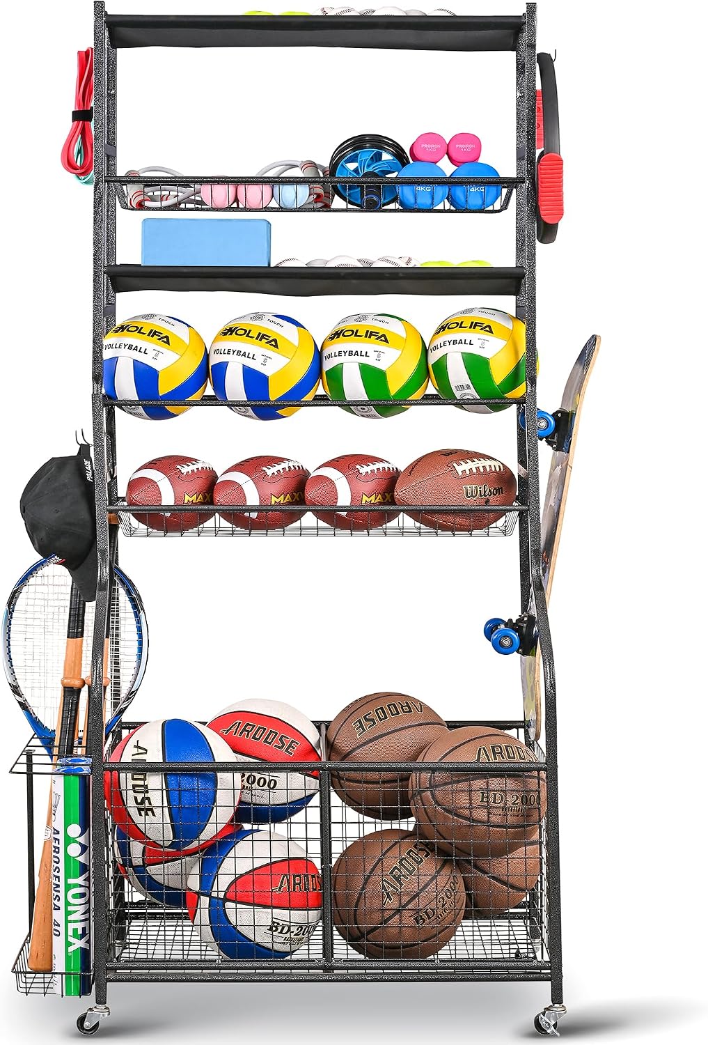 Sports Equipment Cart - Organizzatore per Attrezzature Sportive da Garage,